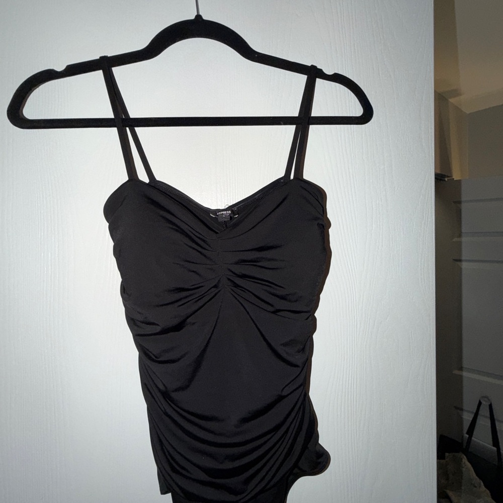 Elegant Black Ruched Women's Top